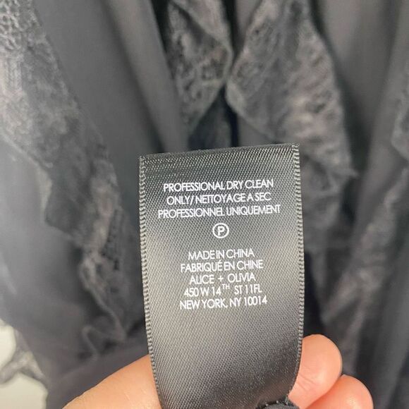 Alice + Olivia Mcguire Ruffle Side Slit Silk Midi Dress - Picture 9 of 16